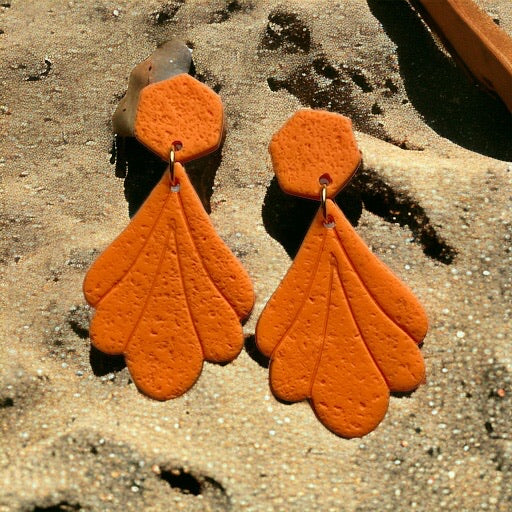 Celestial Petal Earrings - Fiery Orange