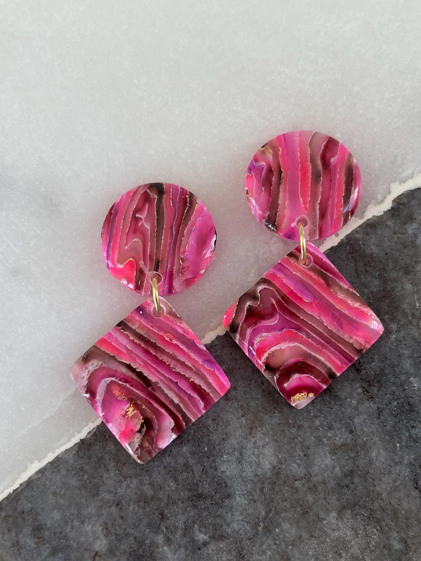 Color Fusion Earrings - Ruby Transcendence