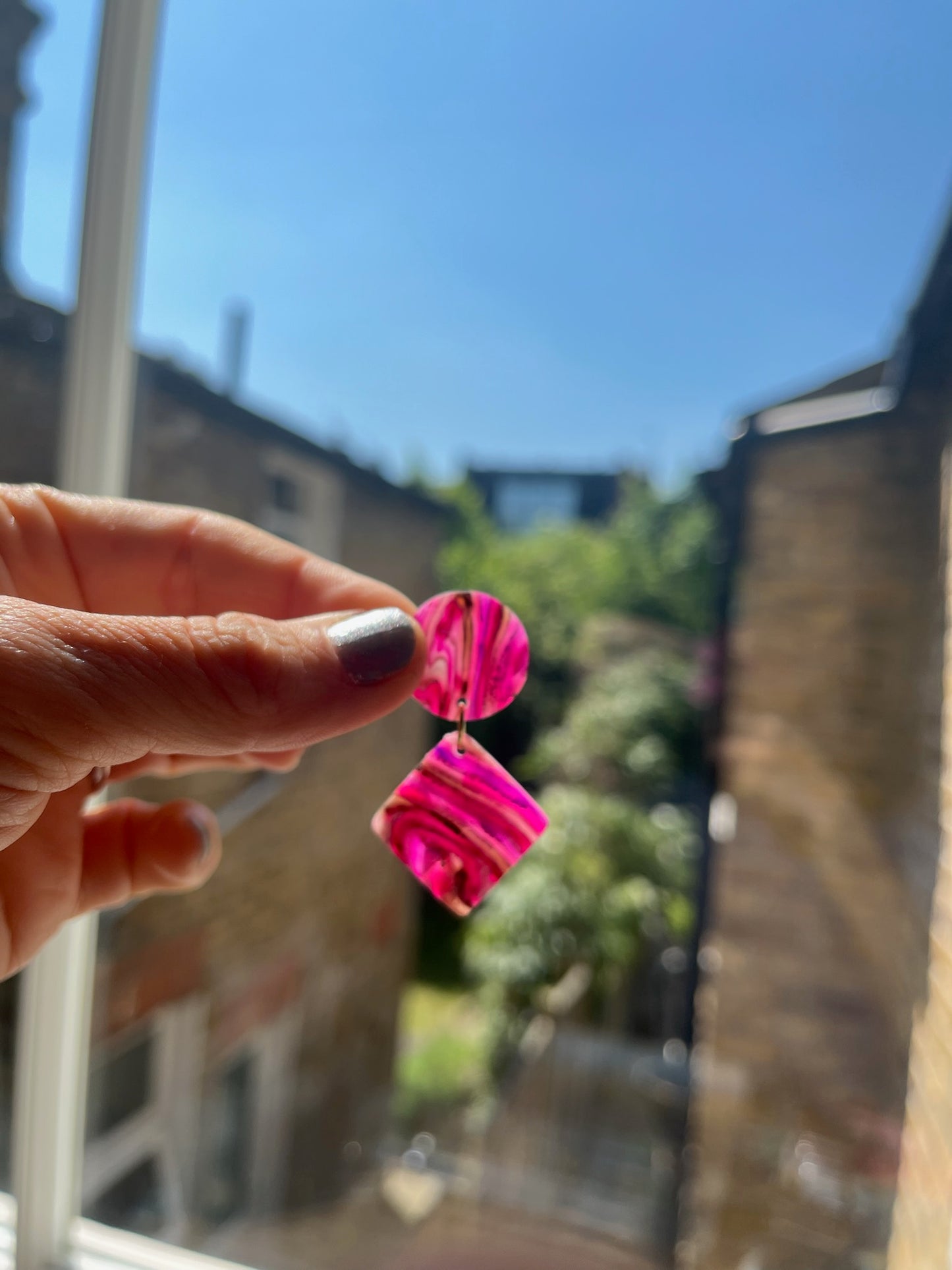 Color Fusion Earrings - Ruby Transcendence