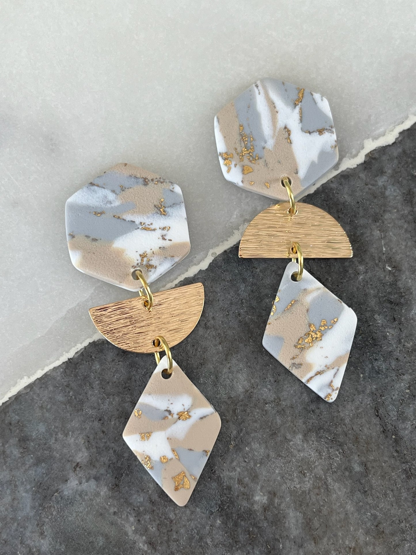 Marbled Elegance Earrings - Desert Mirage