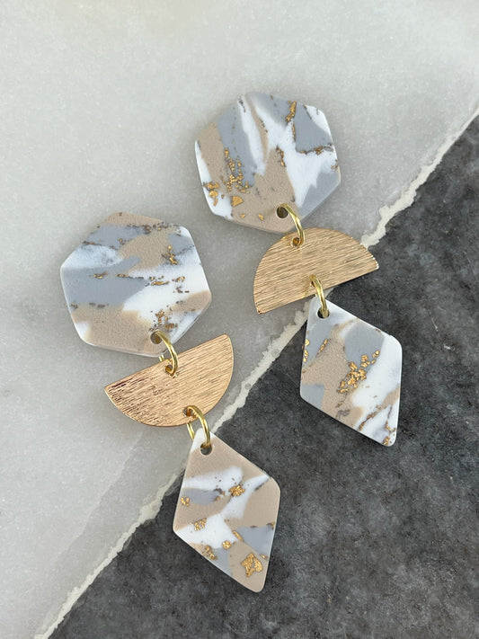 Marbled Elegance Earrings - Desert Mirage