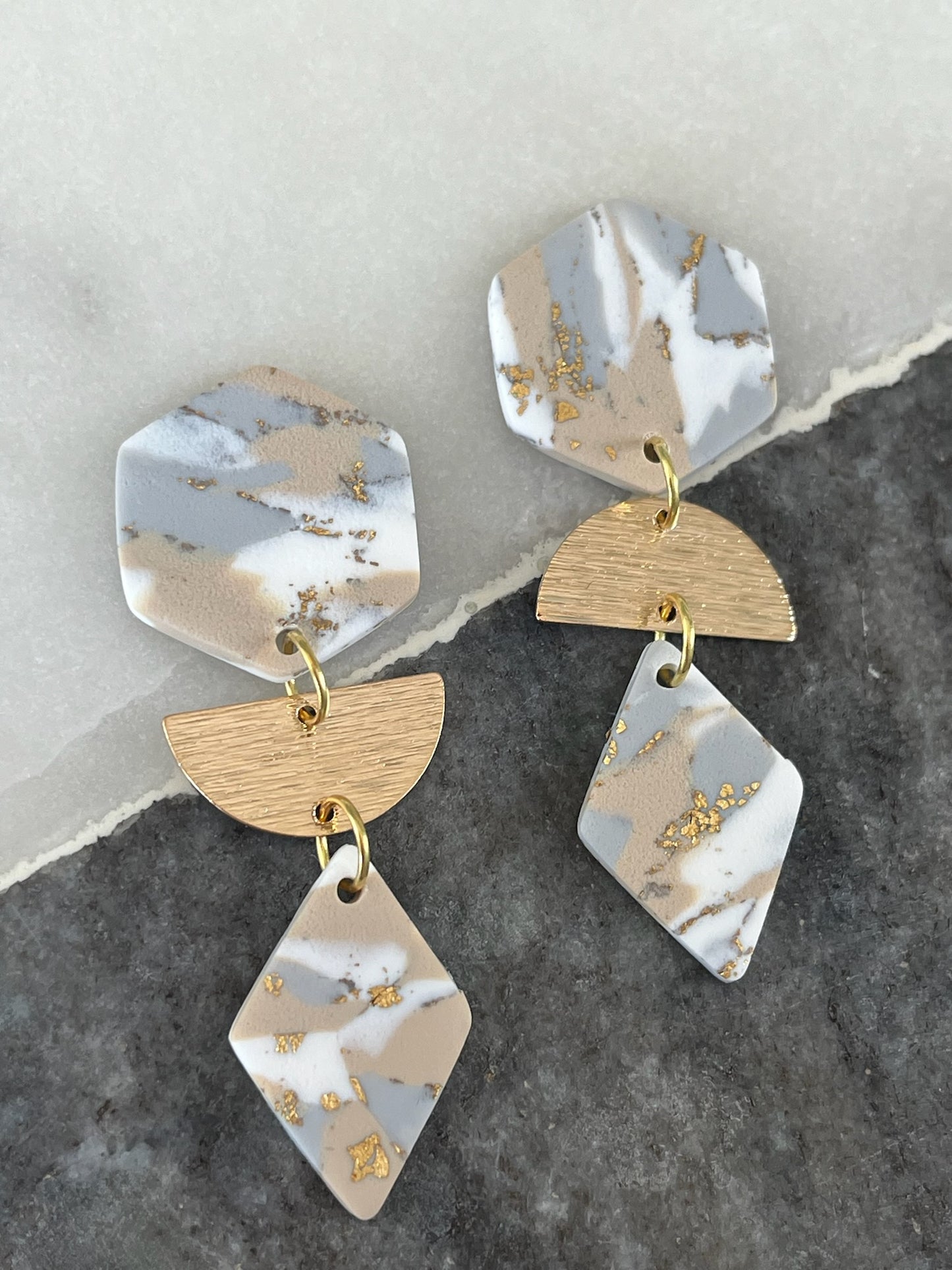 Marbled Elegance Earrings - Desert Mirage