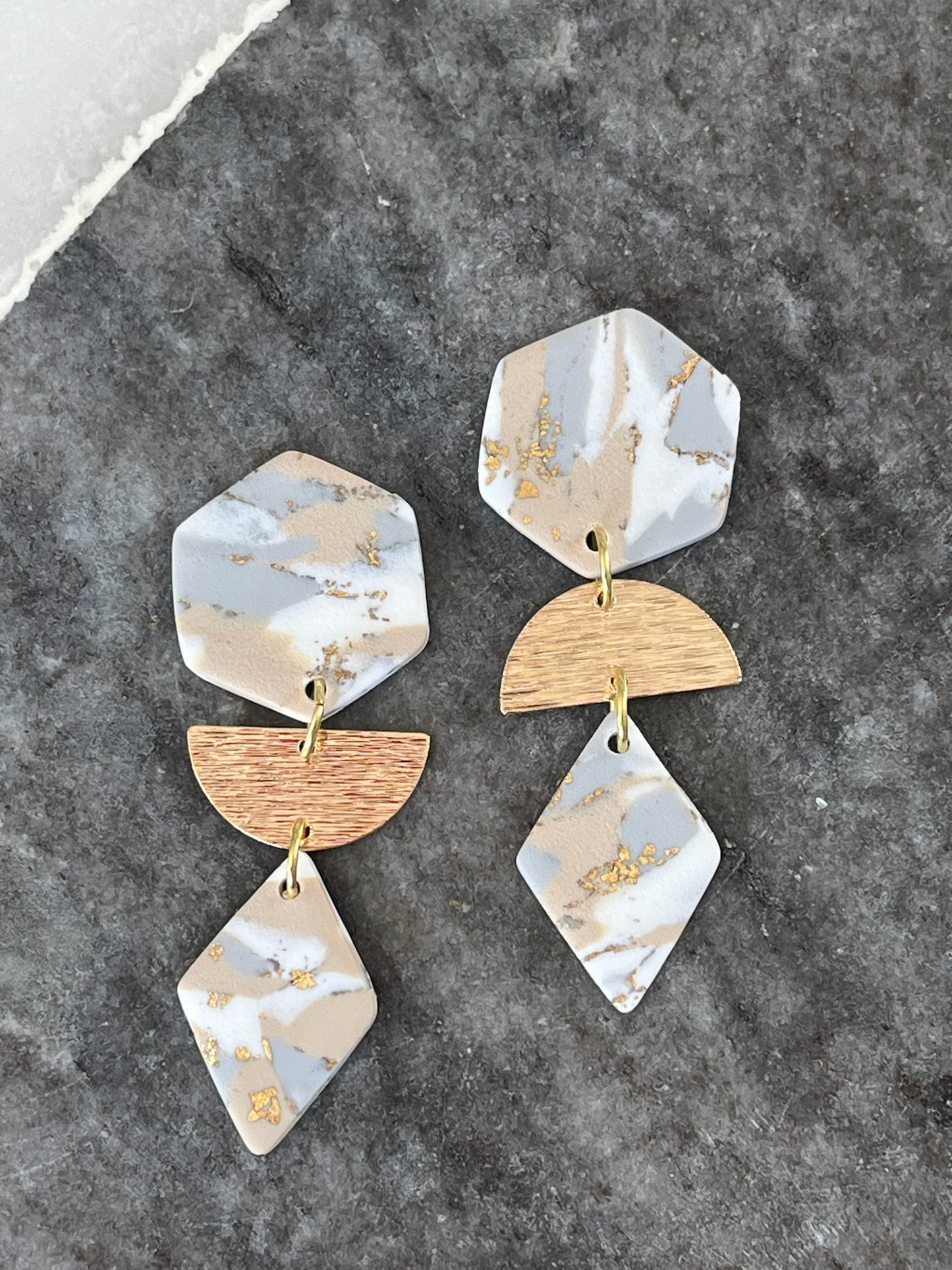 Marbled Elegance Earrings - Desert Mirage