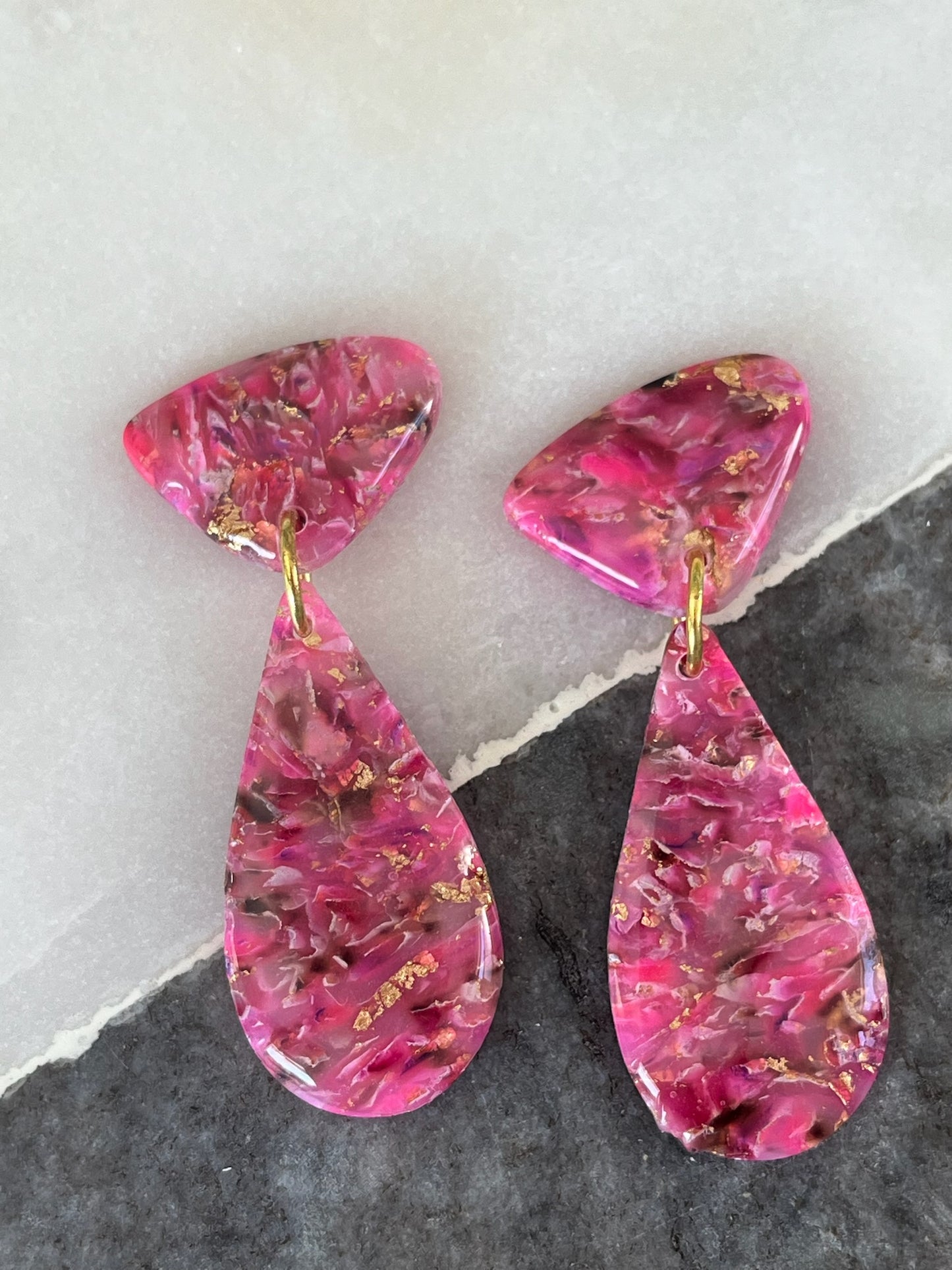 Color Fusion Earrings - Radiant Rose Mosaic