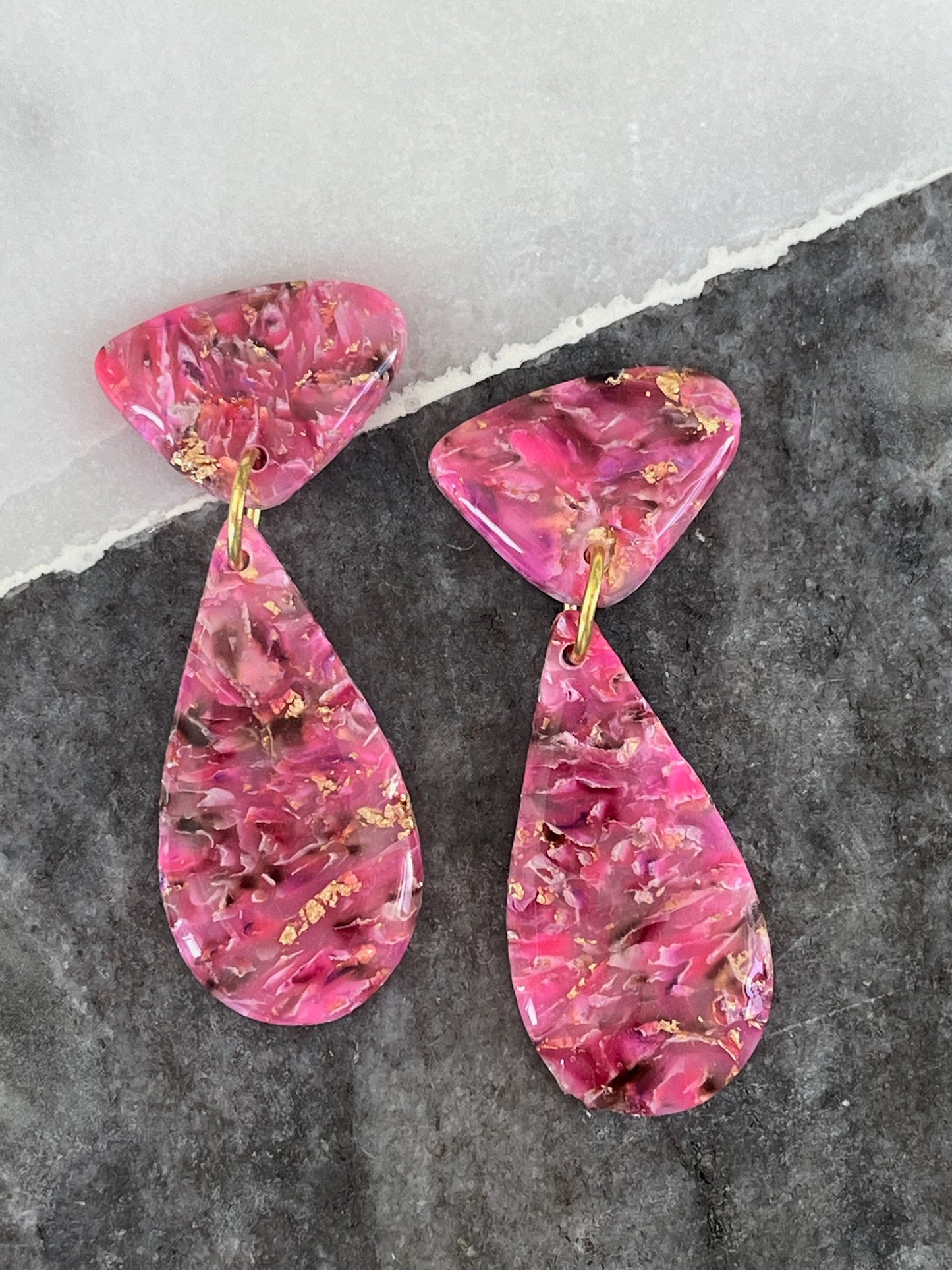 Color Fusion Earrings - Radiant Rose Mosaic