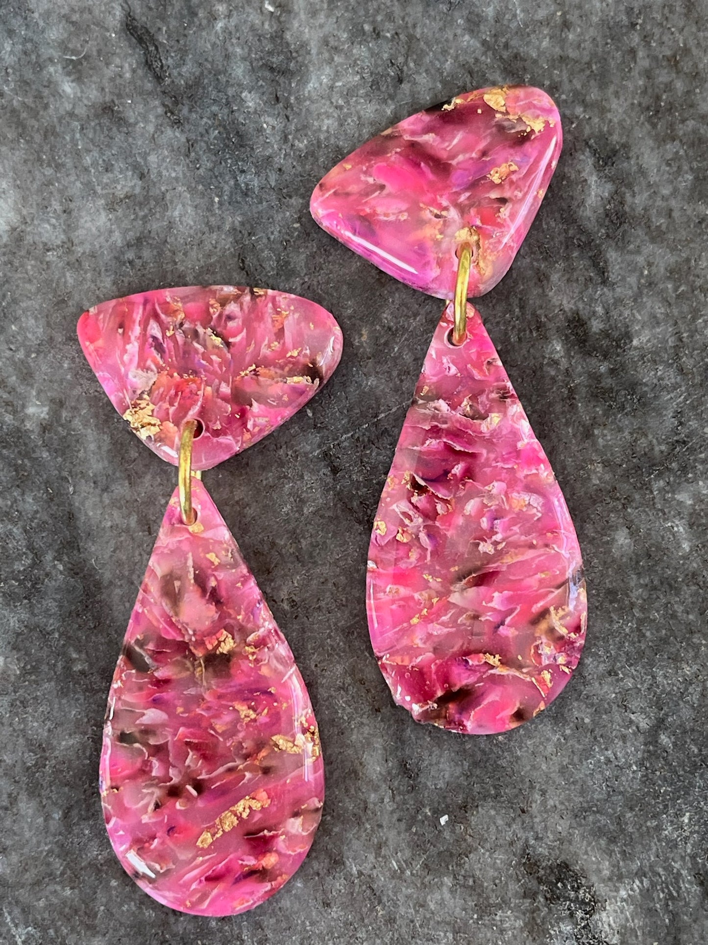 Color Fusion Earrings - Radiant Rose Mosaic