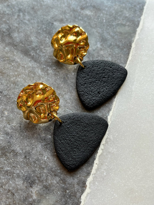 Gilded Waves Earrings - Golden Nightfall