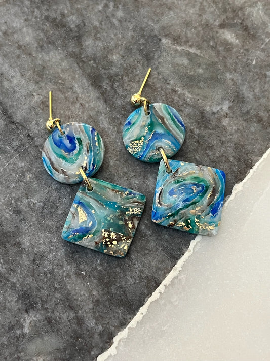 Color Fusion Earrings - Oceanic Swirl