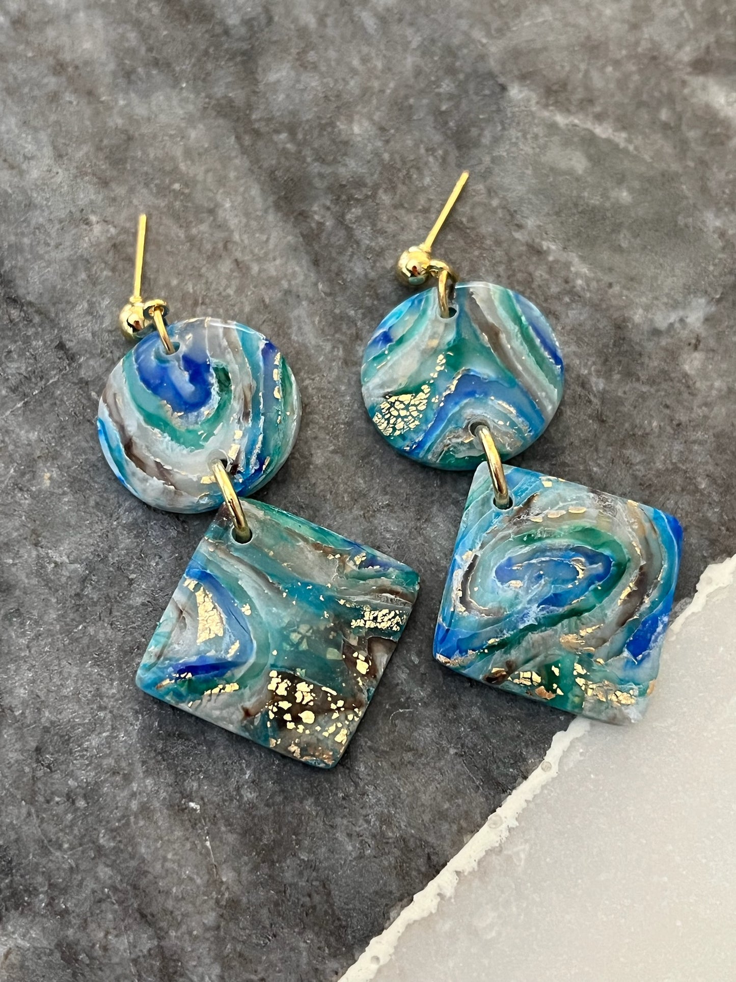 Color Fusion Earrings - Oceanic Swirl