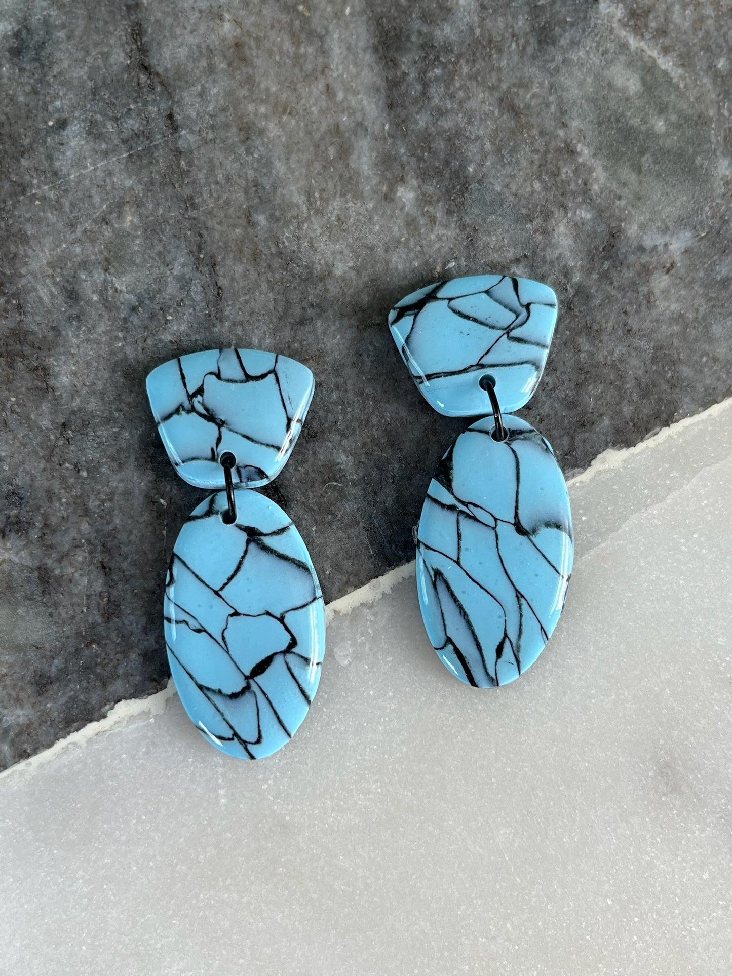 Marbled Elegance Earrings - Turquoise Veins