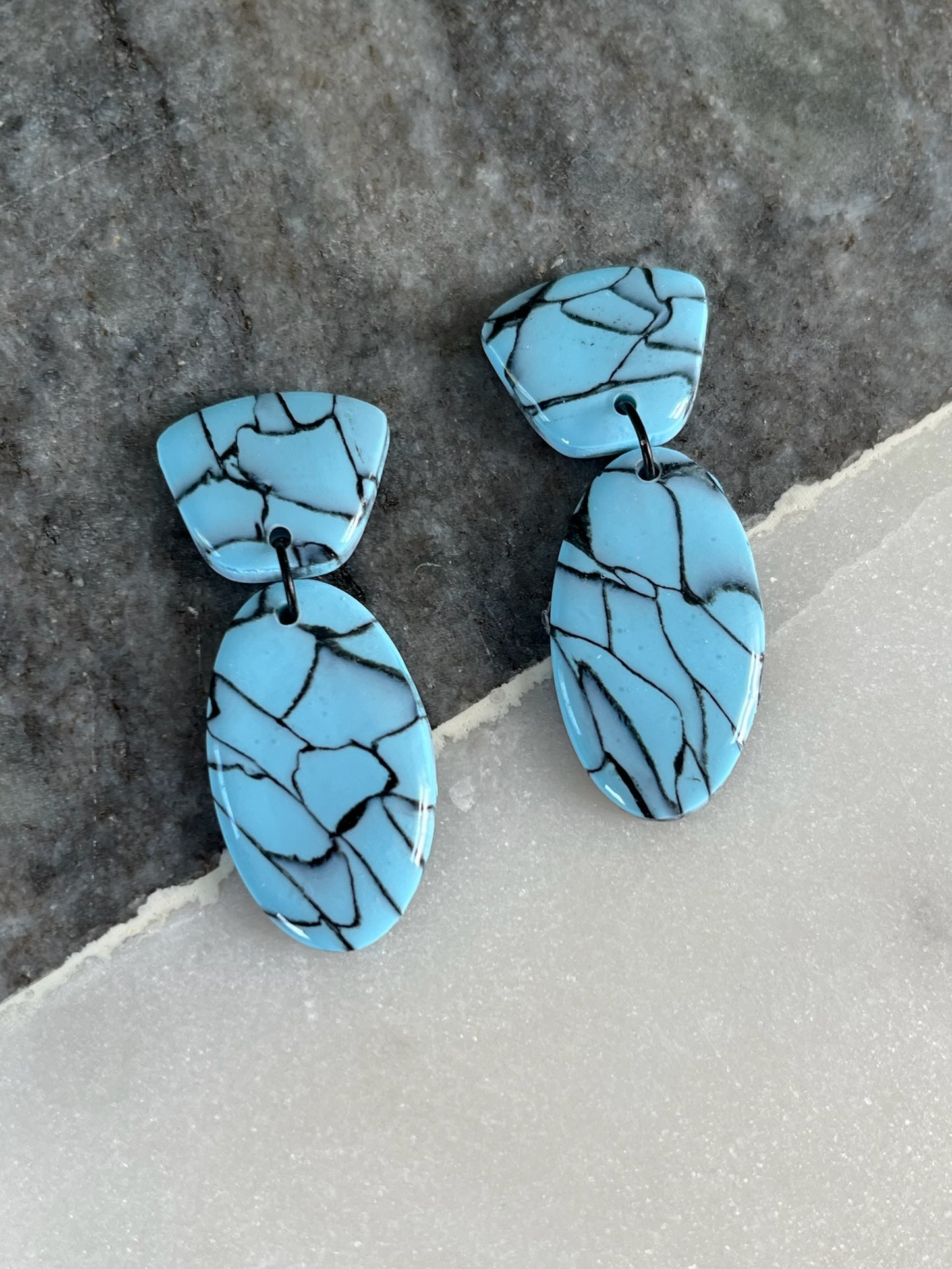 Marbled Elegance Earrings - Turquoise Veins