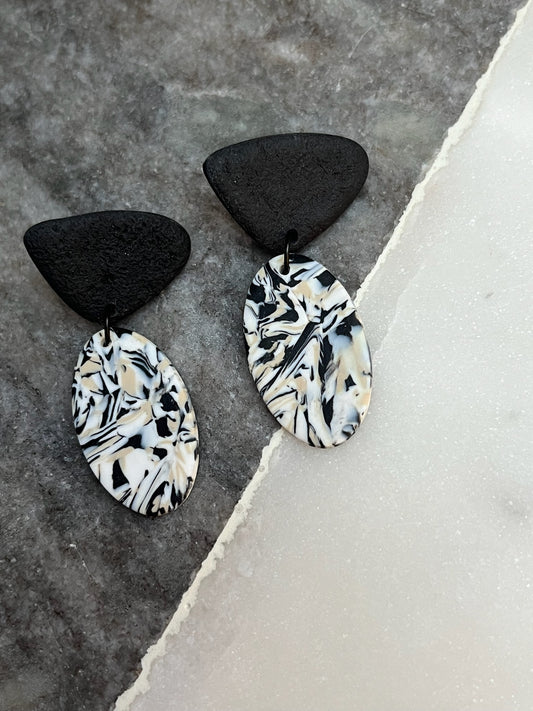 Marbled Elegance Earrings - Granite Chic