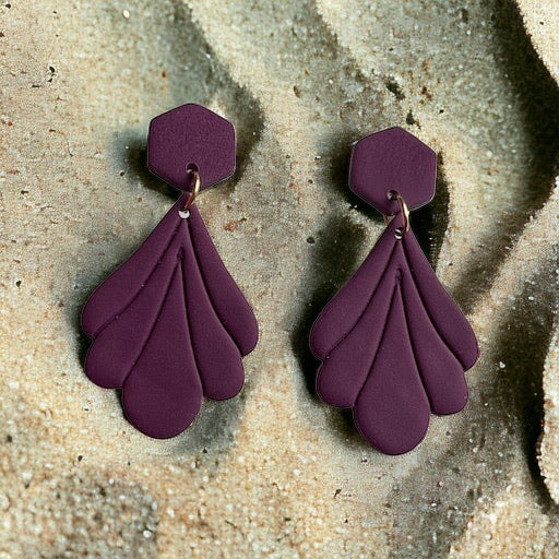 Celestial Petal Earrings - Deep Plum