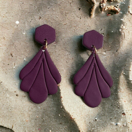 Celestial Petal Earrings - Deep Plum