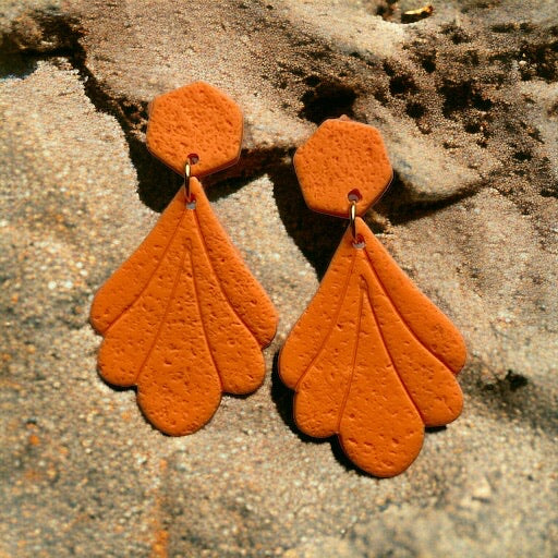 Celestial Petal Earrings - Fiery Orange