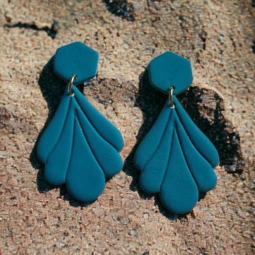 Celestial Petal Earrings - Teal Dream