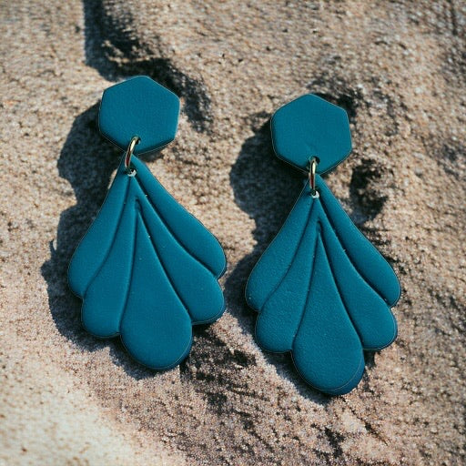 Celestial Petal Earrings - Teal Dream