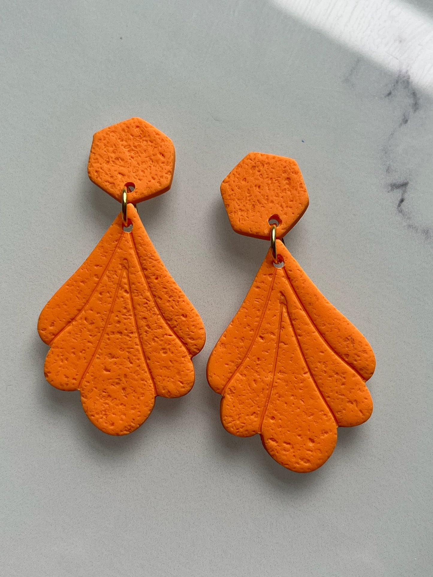 Celestial Petal Earrings - Fiery Orange