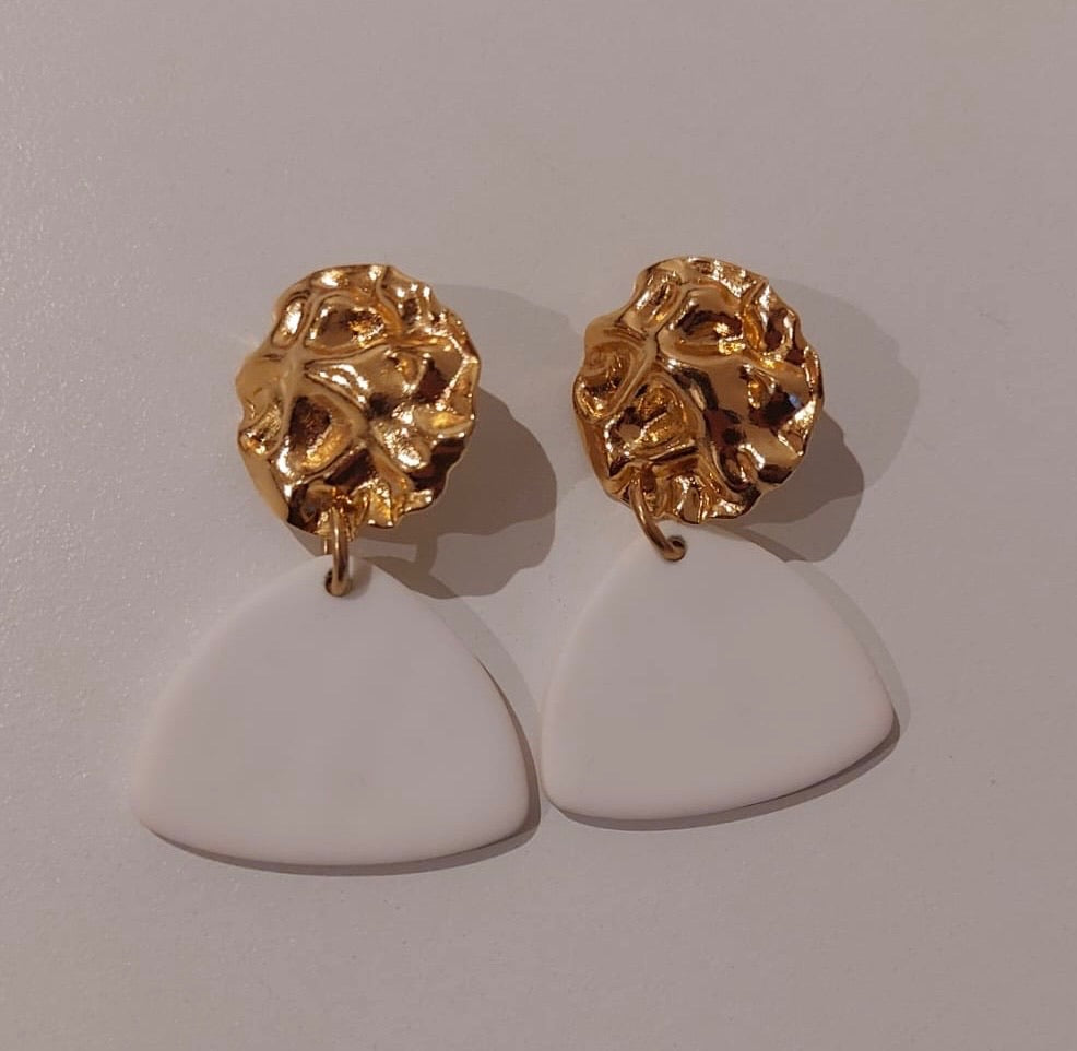 Gilded Waves Earrings - White Wave