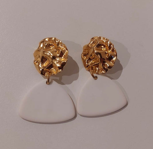 Gilded Waves Earrings - White Wave